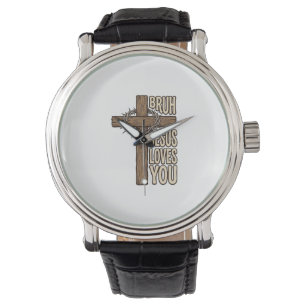 Montre Bruh Jésus T'aime Croix Vintage Chrétien Vecto