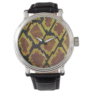 Montre Brun de serpent et copie d'or
