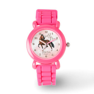 Montre Brun sauvage et gratuit Hackney cheval fille cadea