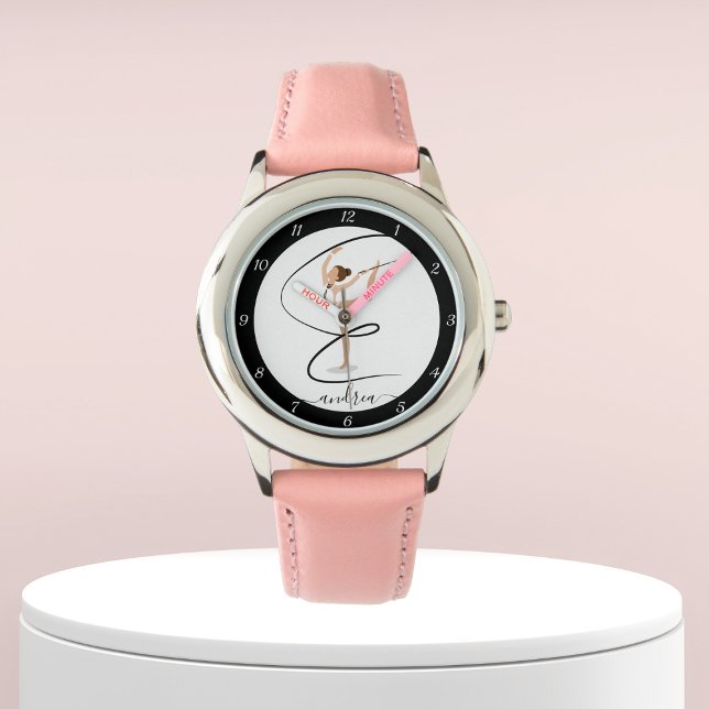 Montre Brunette Girl Gymnastique Gymnaste Nom élégant mig (Créateur téléchargé)