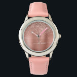 Montre Brushed metal rose Gold Pink Glitter Monogram<br><div class="desc">Rose Gold - Blush Pink Faux Foil Parties scintillant à étincelle métallique brossé Monogramme de métal brossé Nom Monographie. Cela rend le cadeau parfait pour 16 ans,  mariage,  douche nuptiale,  anniversaire,  baby shower ou bachelorette pour quelqu'un qui aime le luxe glam et les styles chic.</div>