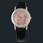 Montre Brushed metal rose Gold Pink Glitter Monogram<br><div class="desc">Rose Gold - Blush Pink Faux Foil Parties scintillant à étincelle métallique brossé Monogramme de métal brossé Nom Monographie. Cela fait le cadeau parfait de remise de diplômes,  anniversaire,  mariage,  douche nuptiale,  anniversaire,  baby shower ou bachelorette pour quelqu'un qui aime le luxe glam et les styles chic.</div>