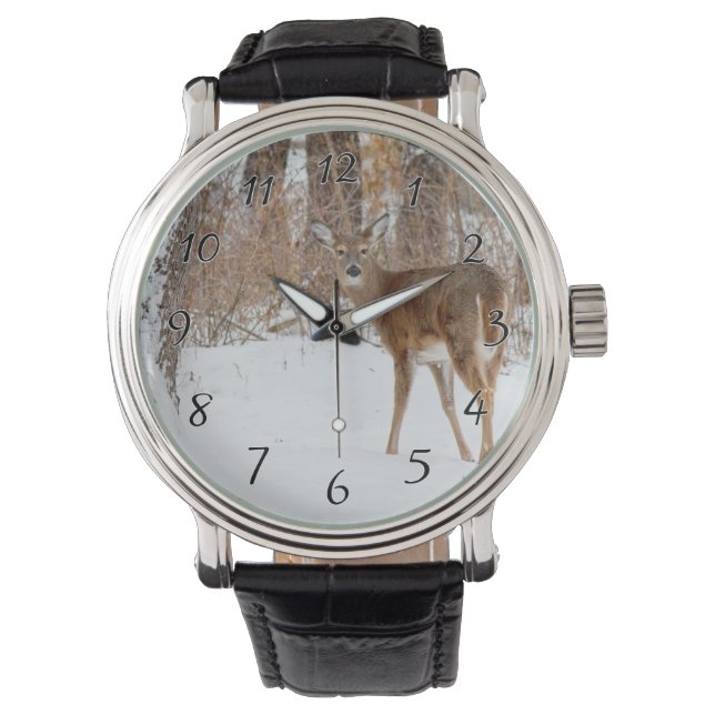 Montre Buck cerf en hiver White Snowy Field (devant)
