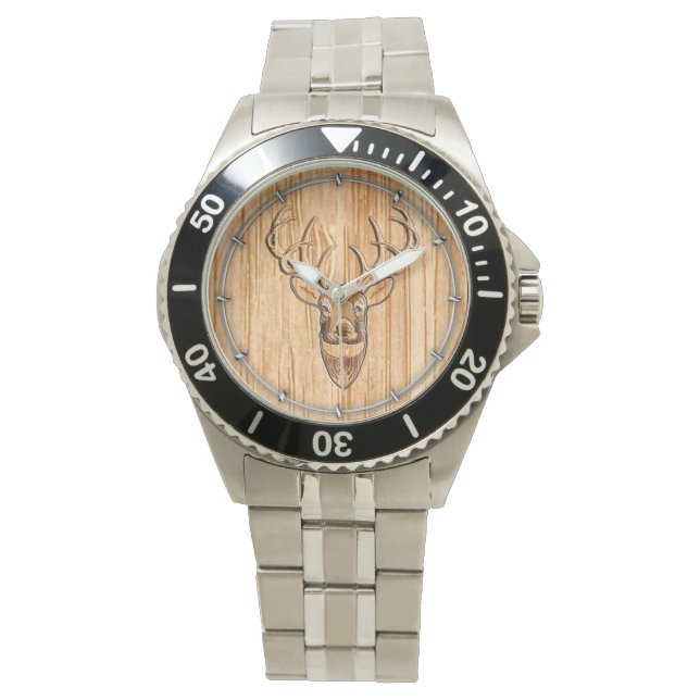 Montre Buck Deer Head Bois Grain Style (devant)
