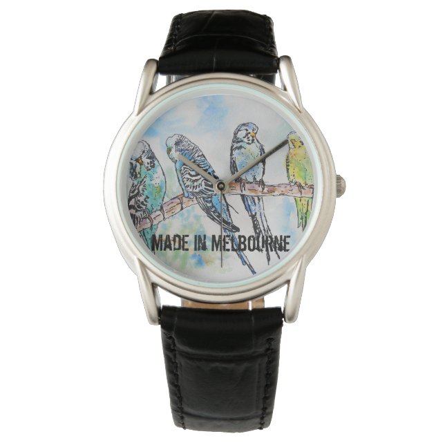 Montre Budgie Budgerigar Bird Made In Melbourne Mens (devant)
