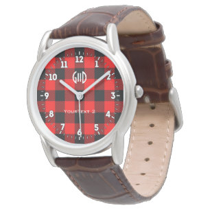 Montre Buffalo Check Rouge et Noir Lumberjack Plaid Decor