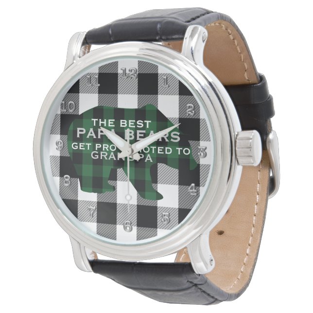 Montre Buffalo Plaid Papa Bears promu à grand-père (Incliné)