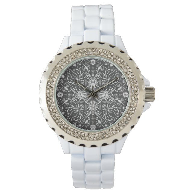 Montre Bugs, blanc cassé sur noir (devant)