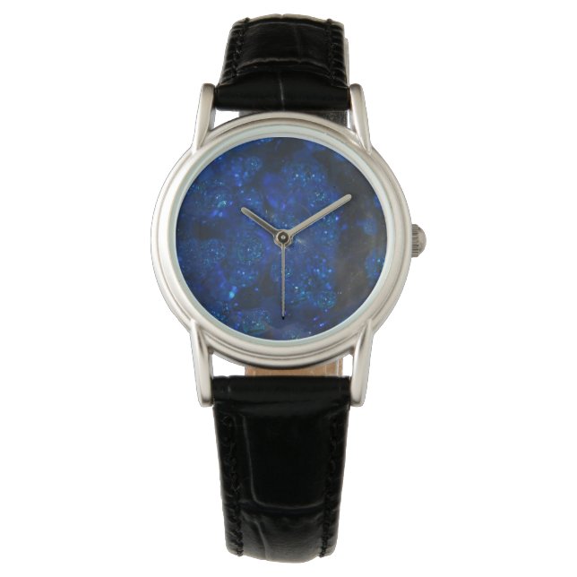Montre Bulles en verre bleu tombé (devant)