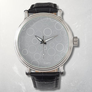 Montre Bulles et anneaux, cercles blancs sur gris