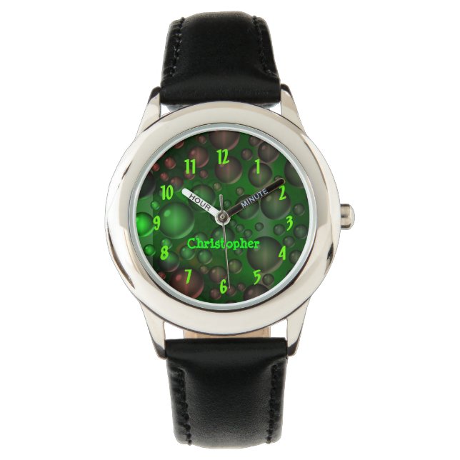 Montre Bulles montantes (Vert&Rouge) (devant)