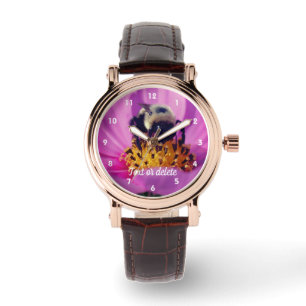 Montre Bumble Bee On Cosmos Flower Personnalisé