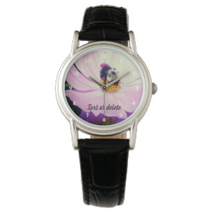 Montre Bumble Bee On Rose Cosmos Flower Personnalisé