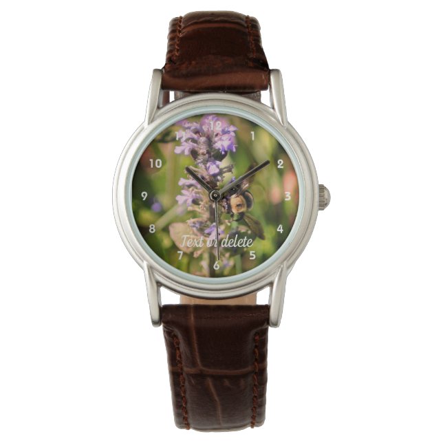 Montre Bumble Beer Sur Fleur Violet Personnalisé (devant)