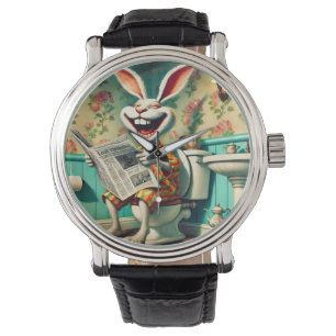 Montre Bunny amusant sur Toilette Salle de bain Art