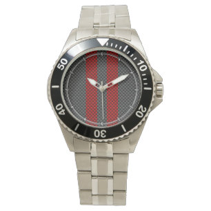 Montre Burgundy Red Carbon Fibres Stripes