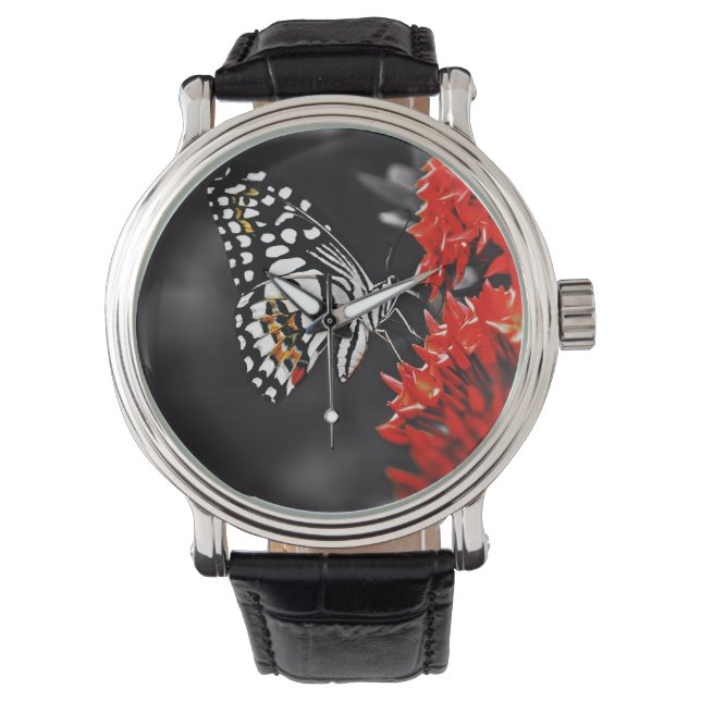 Montre Butterfly on Red Flowers (devant)
