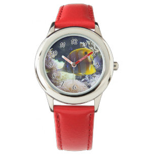 Montre Butterflyfish jaunes et blancs de Copperband d'eau