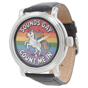 Montre Ça a l'air gay, comptez-moi, licorne, drapeau arc-