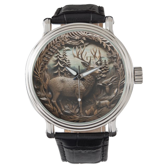 Montre Cabine rustique de chasse au cerf (devant)