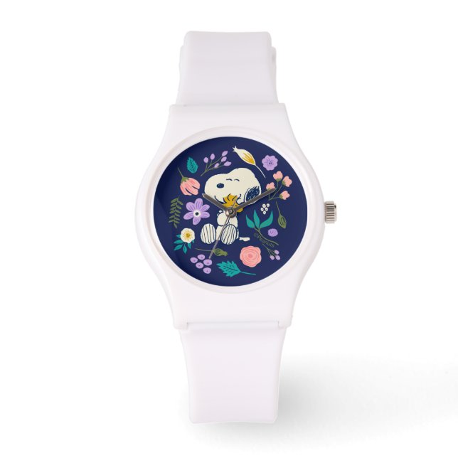 Montre cacahuètes en fleur | Snoopy & Woodstock Flower Hu (Recto)