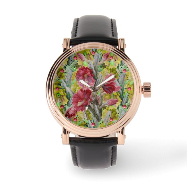 MONTRE CACTUS FLEURIER, FLEURS JAUNES ROUGES FLEURS (Recto)
