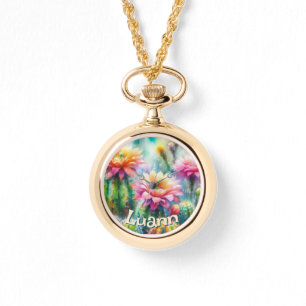 Montre Cactus Succulent Fleurissant Personnalisé Aquarell
