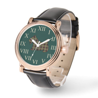 Montre Cadeau Classique Verte Terrier Écossais