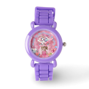 Montre Cadeau d'anniversaire photo licorne florale magiqu