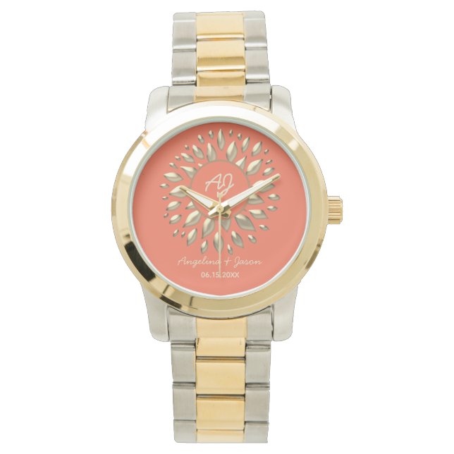 Montre Cadeau de mariage en or corail (devant)