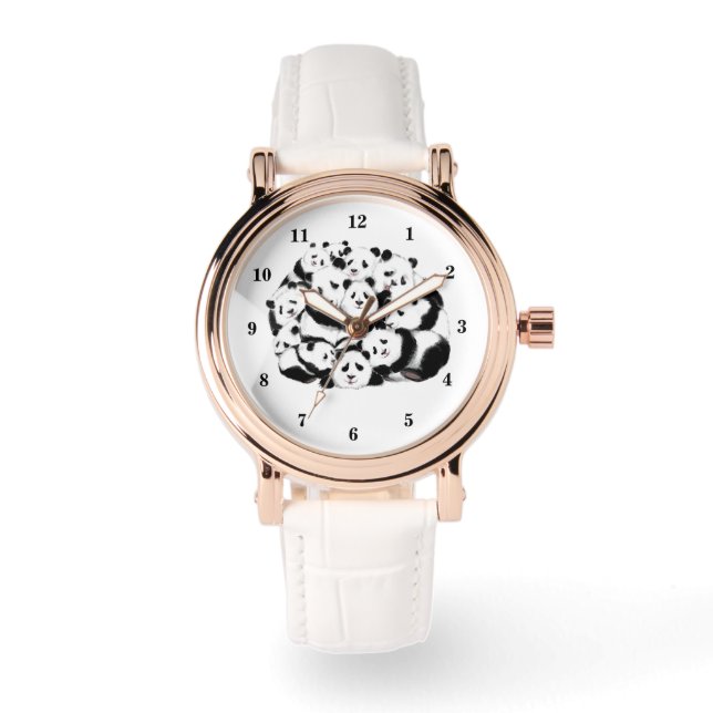 Montre Cadeau de surveillance de Panda Famille Heureuse - (Recto)