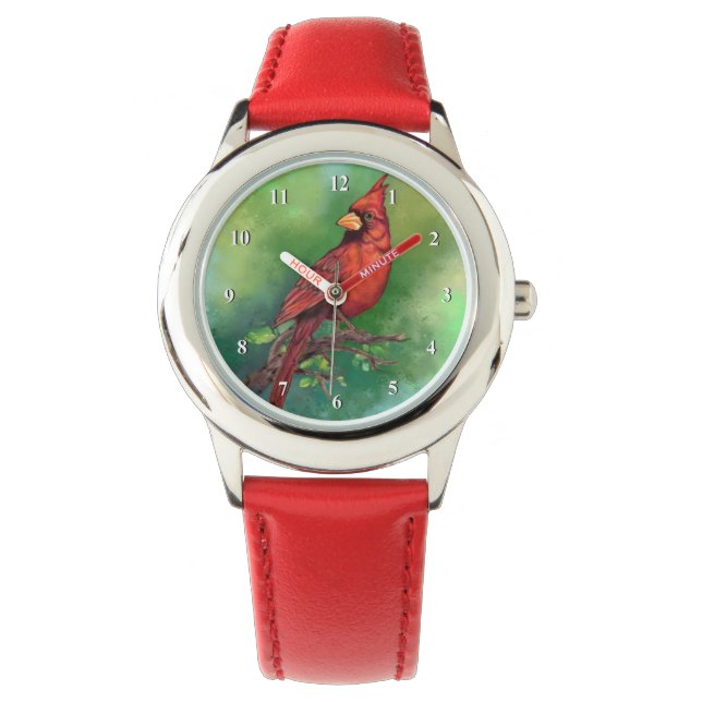 Montre Cadeau de surveillance des oiseaux du Cardinal rou (devant)