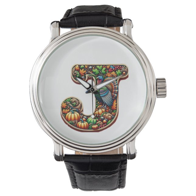 Montre Cadeau de Thanksgiving avec la lettre J  (devant)