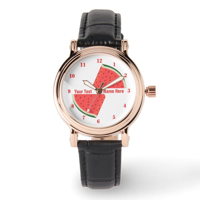 Montre Cadeau Pastèque avec Texte Personnalisé Nom (Recto)