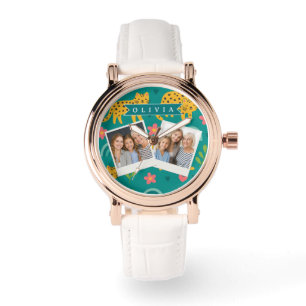 Montre Cadeau Personnalisé de Nom de Jungle de Léopard Am