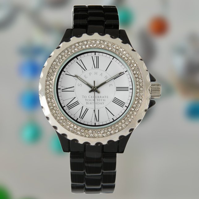 Montre Cadeau pour femme à son 30e anniversaire avec nom (Créateur téléchargé)