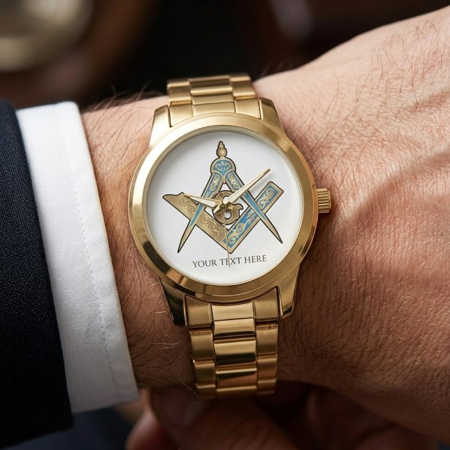Montre Cadeaux Freemason uniques | Compass maçonnique or (Unique Freemason Gifts | Gold Masonic Compass Watch)