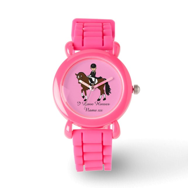 Montre Cadeaux pour filles - J'aime les chevaux - cavalie (Recto)
