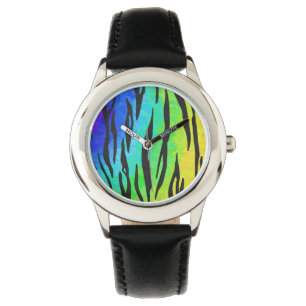 Montre Cadeaux Tiger noir et arc-en-ciel