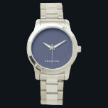 Montre Cadeaux Uniques Pour Hommes Marine Blue Silver Wat<br><div class="desc">Cadeaux uniques pour hommes - montres de bracelet bleu marine en argent avec texte personnalisable. Vous pouvez créer votre propre montre,  juste ajouter votre nom ou tout autre texte. Cadeaux uniques pour hommes pour anniversaire,  Noël,  Fête des pères ou tout autre jour... </div>