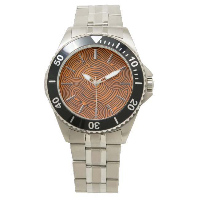 Montre Cadran à design orange et noir (devant)