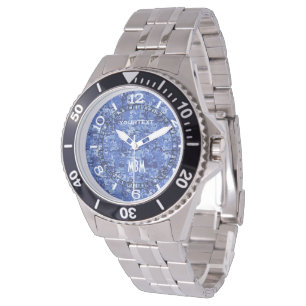 Montre Cadran Camouflage numérique bleu vibre