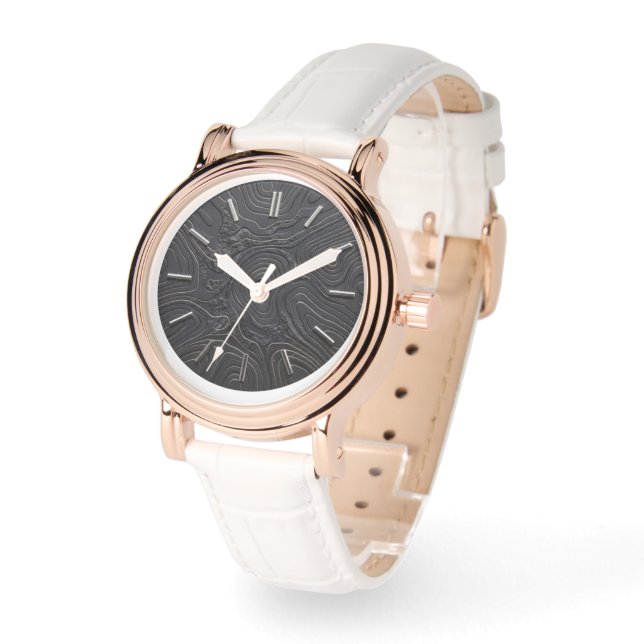 Montre Cadran de style basalte noir (Angle)