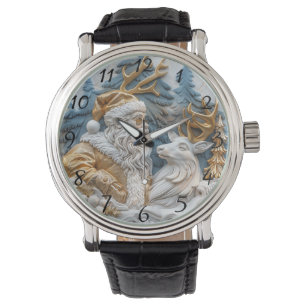 Montre Cadran festif avec le Père Noël et le renne