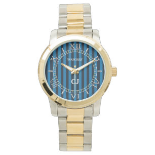 Montre Cadran vertical bleu personnalisé
