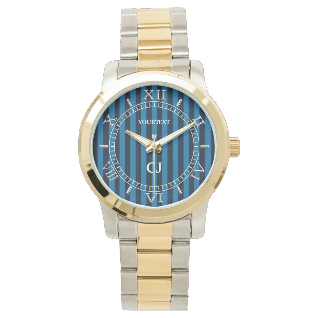 Montre Cadran vertical bleu personnalisé (devant)