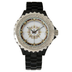 Montre Cadre circulaire doré élégant