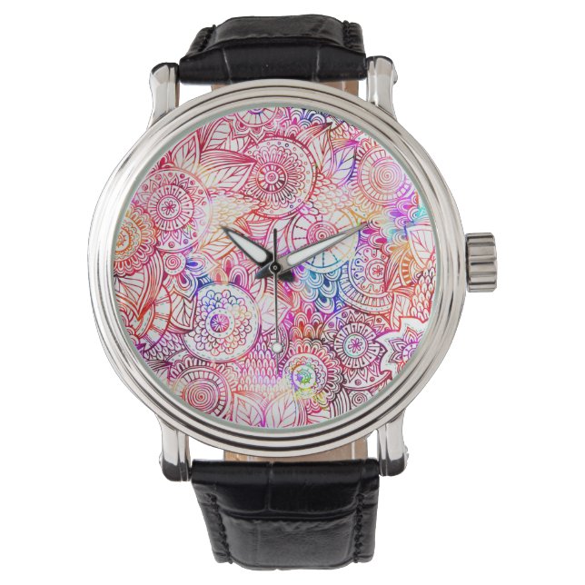 Montre Cadre de plaque d'immatriculation des fleurs abstr (devant)