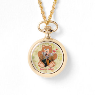 Montre Cadre photo moderne mignon jaune Teddy Ours Coeur