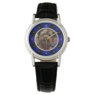 Montre Cadre photo personnalisé Motif bleu et noir